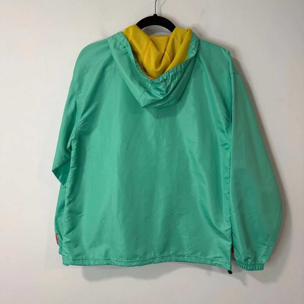 Dutch Bros‎ Unisex Windbreaker Jacket Medium Green Excellent Half Zip Hooded